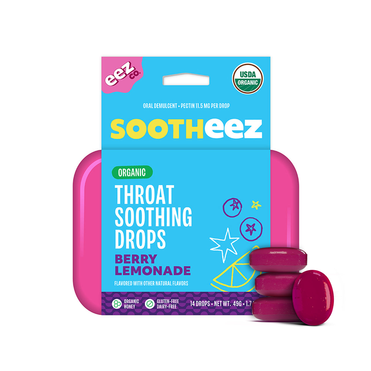 Sootheez Organic Throat Soothing Drops, Berry Lemonade