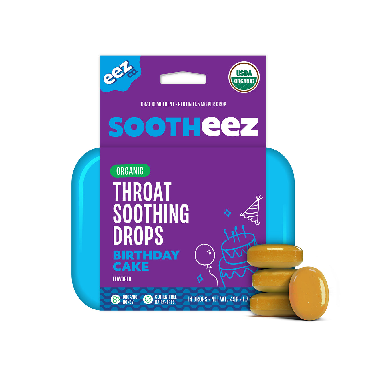 Sootheez Organic Throat Soothing Drops, Birthday Cake