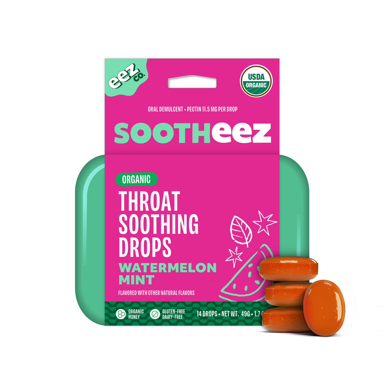 Sootheez Organic Throat Soothing Drops, Watermelon Mint