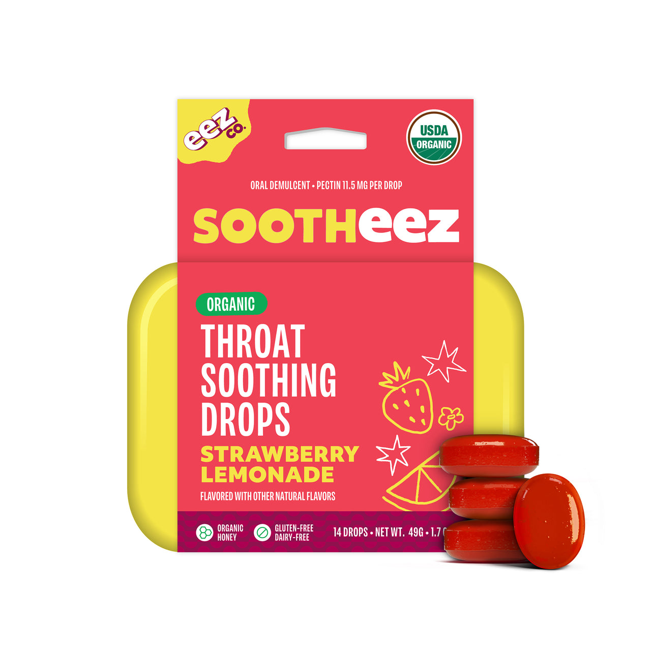Sootheez Organic Throat Soothing Drops, Strawberry Lemonade