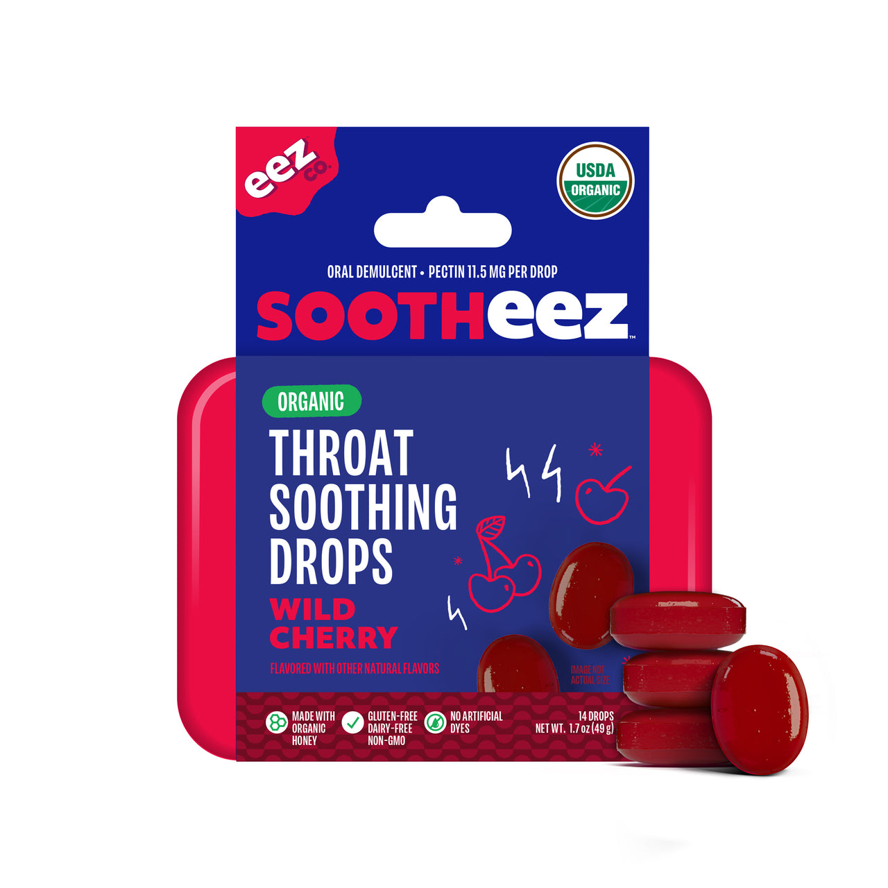 Sootheez Organic Throat Soothing Drops, Wild Cherry