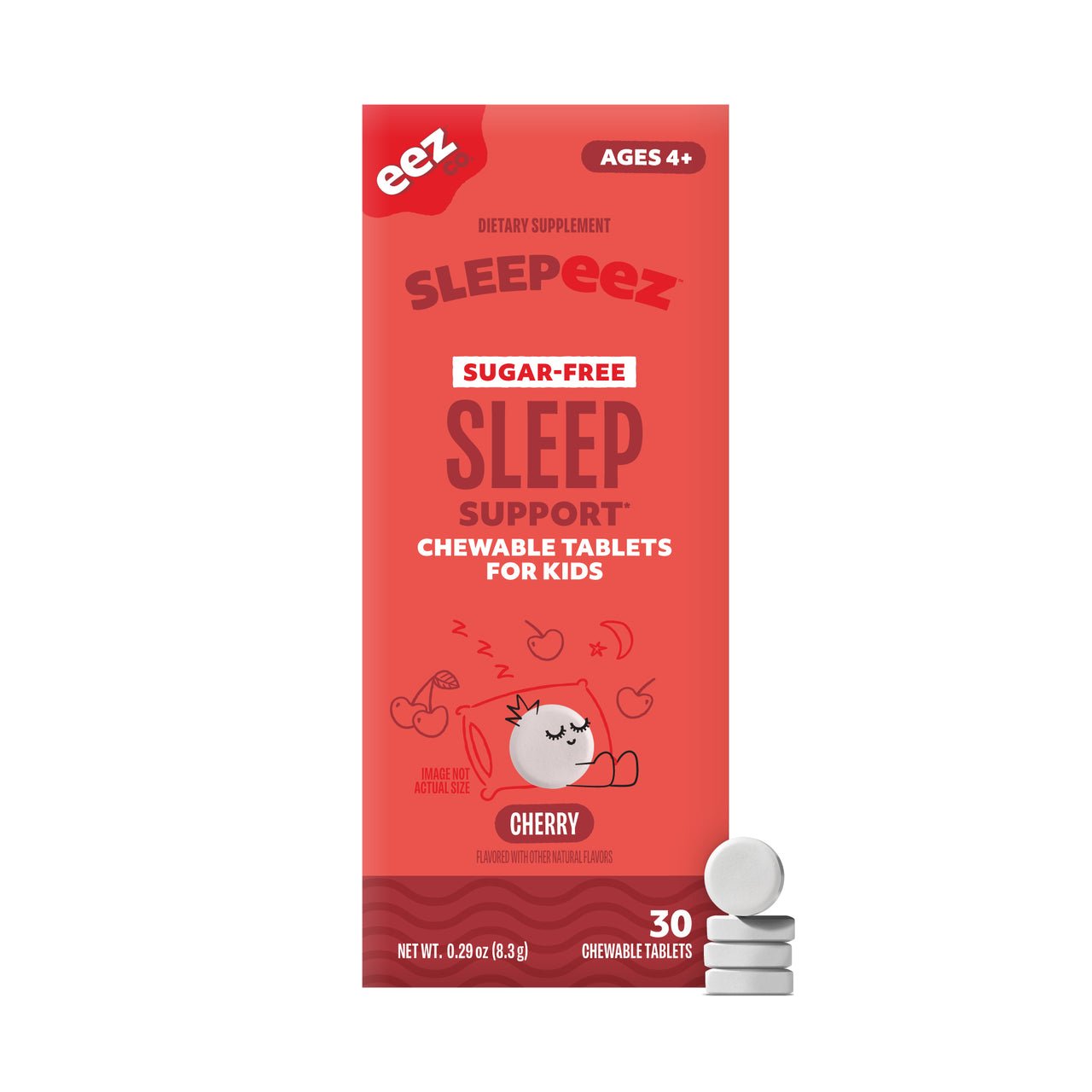 Sleepeez, Sugar-Free Chewable Sleep Tablets for Kids with Melatonin, Cherry, 30ct