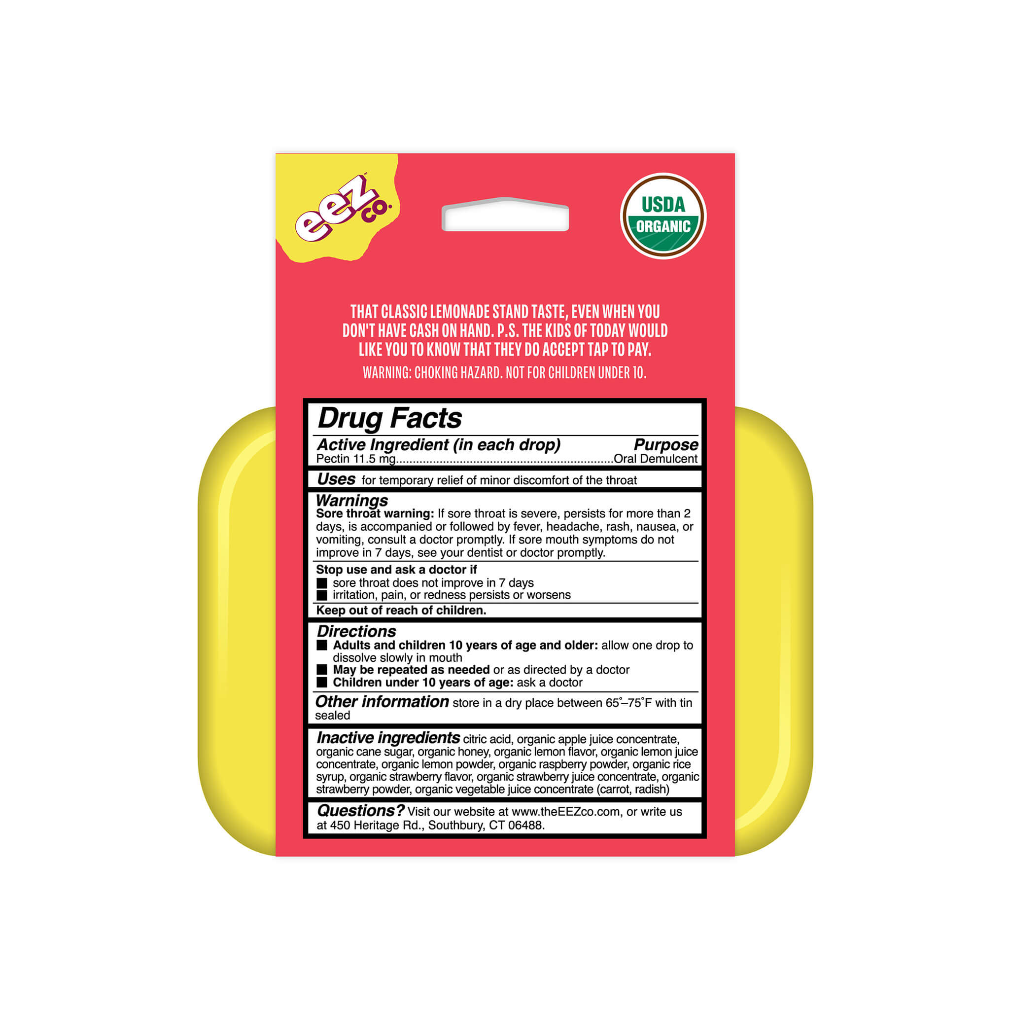 Sootheez Organic Throat Soothing Drops Strawberry Lemonade