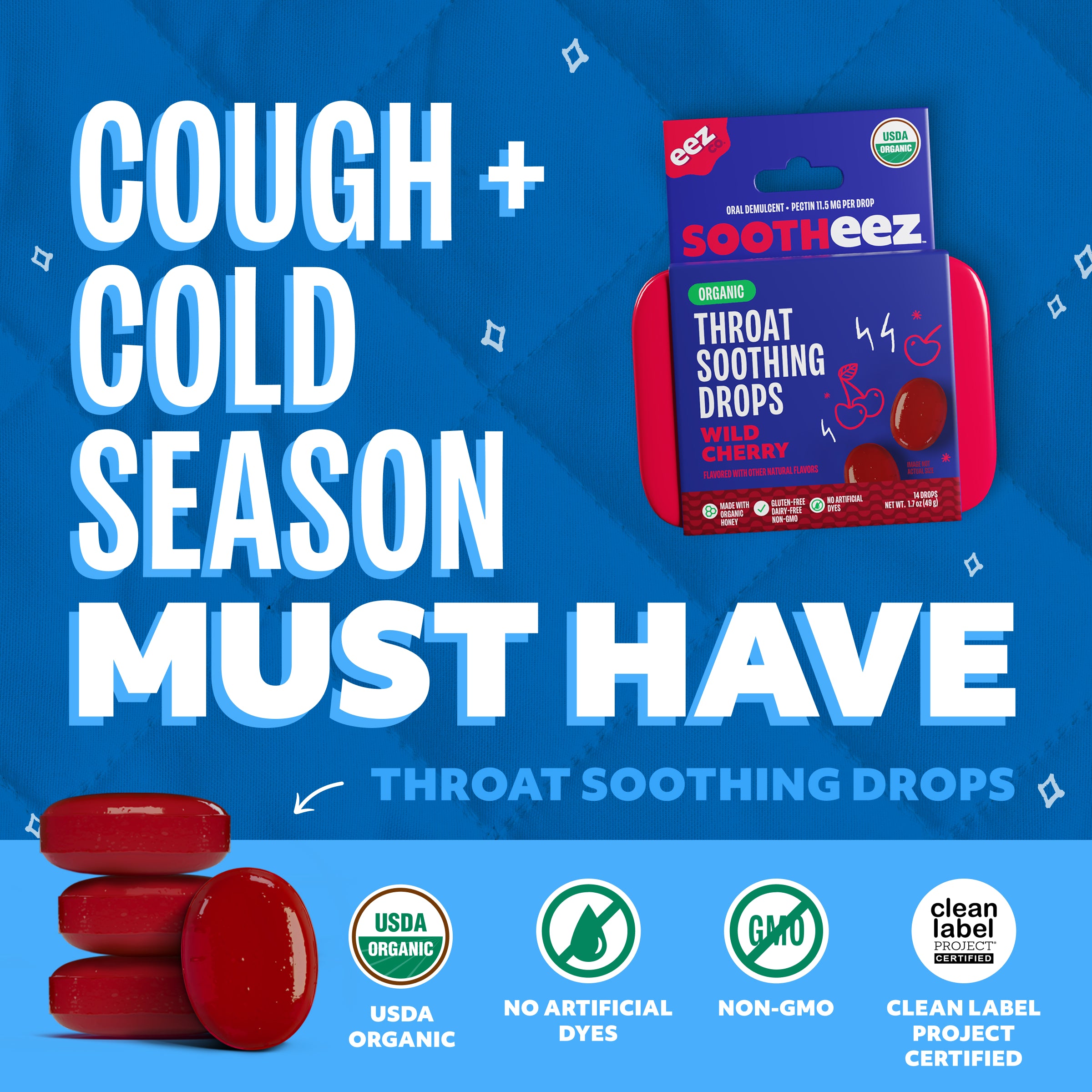 Sore Throat Lozenges, Organic Honey Lozenges, Wild Cherry